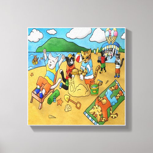 Summer Beach Cats Canvas Print