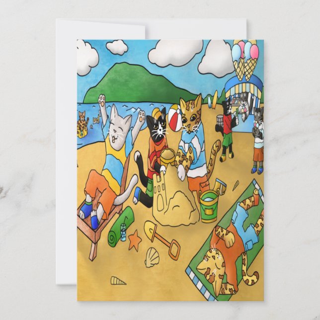 Summer Beach Cats Card (Front)