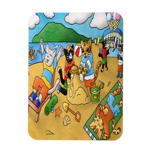 Summer Beach Cats Magnet (Vertical)