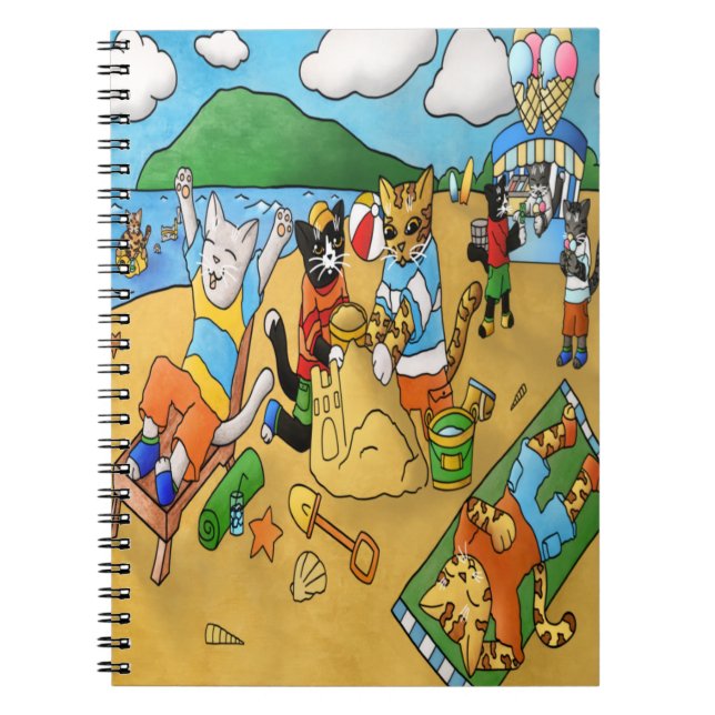 Summer Beach Cats Notebook (Front)