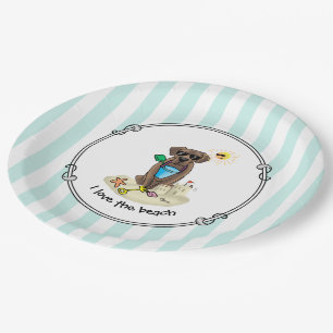 Summer Beach Chocolate Lab Dog Labrador Retriever Paper Plates