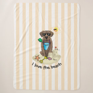Summer Beach Chocolate Lab Dog Labrador Retriever Sherpa Blanket