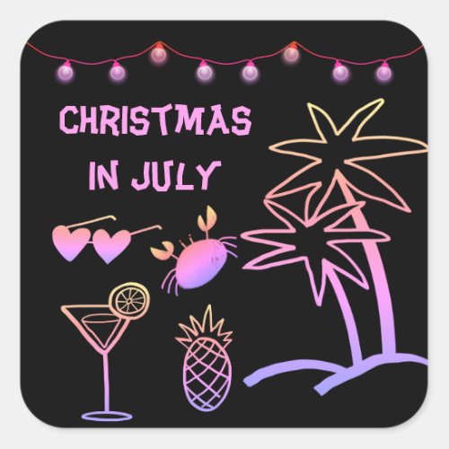 Summer Beach  Christmas In July Party Square Sticker