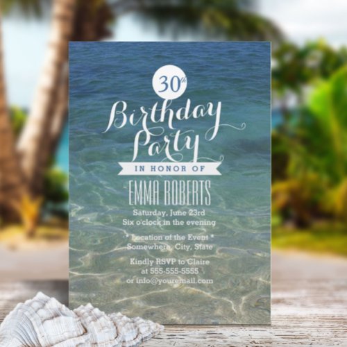 Summer Beach Clean Sand  Sea 30th Birthday Party Invitation