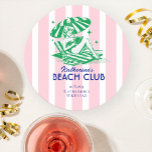 Summer Beach Club Pink Stripes Birthday Party Round Paper Coaster<br><div class="desc">Celebrate in style with our Summer Beach Club Pink Stripes Birthday Party Round Paper Coaster! This vibrant and cheerful design captures the essence of summer fun, featuring playful pink cabana stripes that set the perfect tone for your beach-themed celebration. Crafted for easy customization, these eye-catching paper coasters will make your...</div>