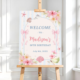 Summer Beach Coastal Birthday Party Welcome Foam Board
