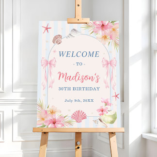 Summer Beach Coastal Birthday Party Welcome Foam Board