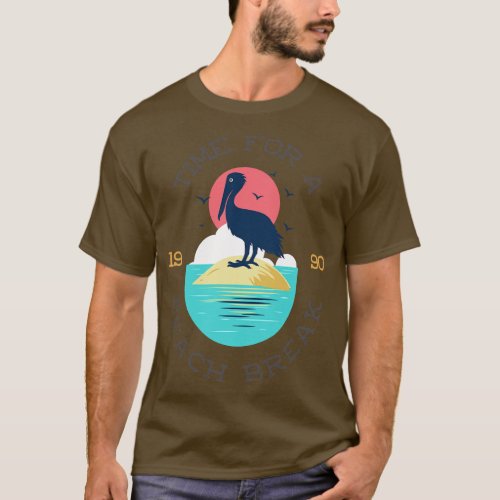 Summer Beach Coastal Ocean Nautical Pelican T_Shirt