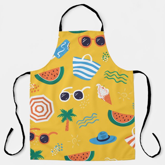 Summer Beach: Colorful Seamless Pattern Apron (Front)