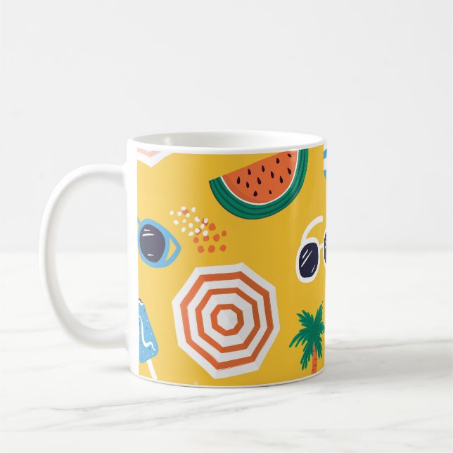 Summer Beach: Colorful Seamless Pattern Coffee Mug (Left)
