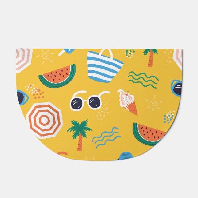 Summer Beach: Colorful Seamless Pattern Doormat (Front)
