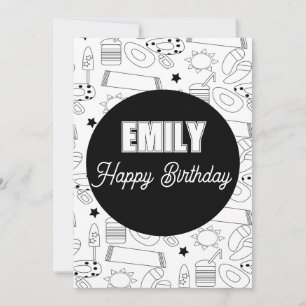 Summer Beach Coloring Birthday Party Holiday Card