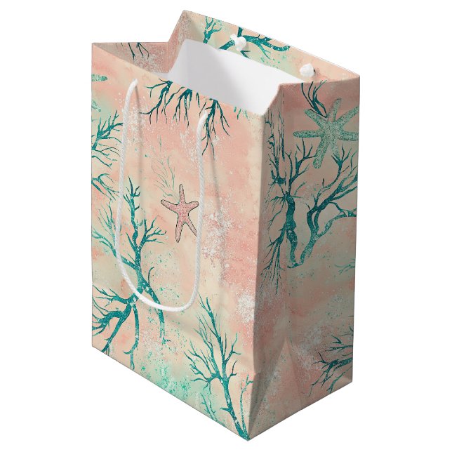 Summer Beach Coral Pattern Medium Gift Bag (Front Angled)
