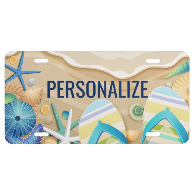 Summer Beach Custom License Plate (Front)