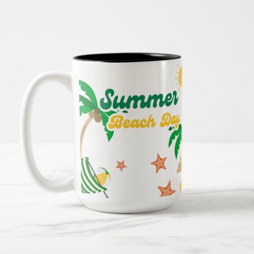 Summer Beach Day Mug | Tropical Palm Tree Coffee