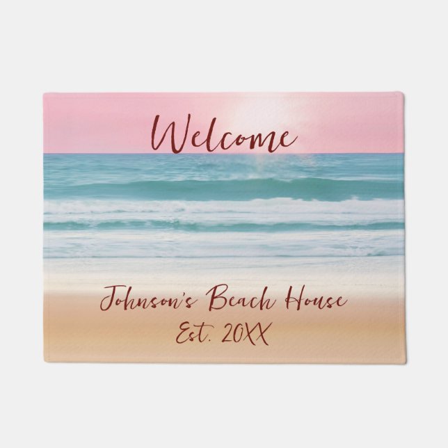 Summer Beach Design Create Your Own Custom Family  Doormat (Front)