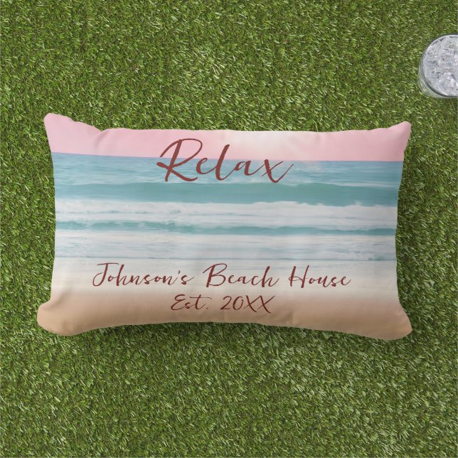 Summer Beach Design Create Your Own Custom Family  Lumbar Pillow (Grass)