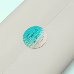 Summer Beach Destination Thank You Wedding Favor Classic Round Sticker