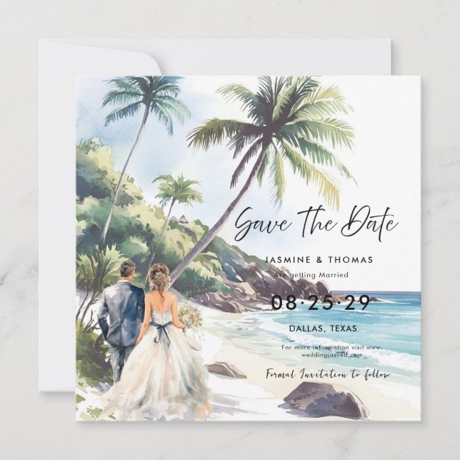 Summer Beach  Destination Wedding Save the Date (Front)