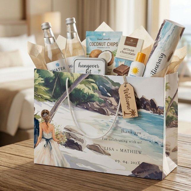 Summer Beach Destination Wedding Thank You Large Gift Bag (Creator Uploaded)