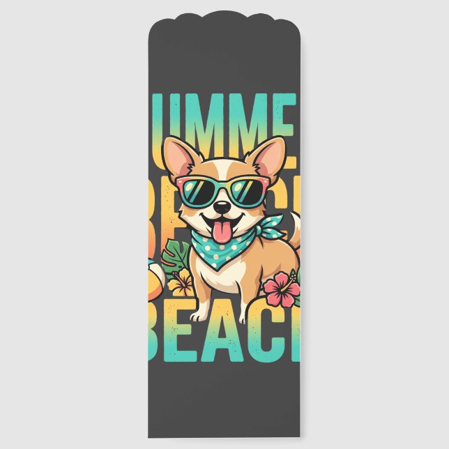 Summer Beach Dog Vacation Vector Bookmarks (Front)