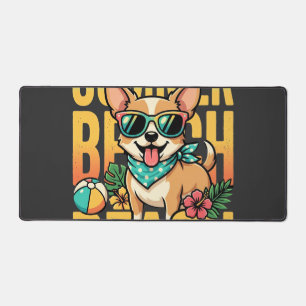 Summer Beach Dog Vacation Vector Desk Mat
