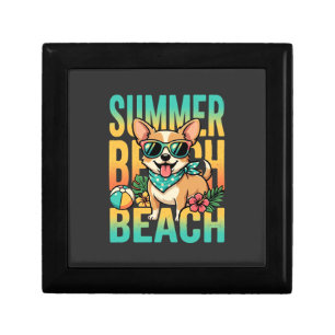 Summer Beach Dog Vacation Vector Gift Box