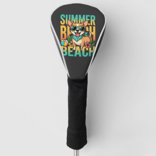 Summer Beach Dog Vacation Vector Golf Head Cover