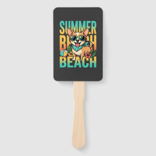 Summer Beach Dog Vacation Vector Hand Fan