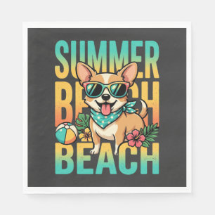 Summer Beach Dog Vacation Vector Napkins