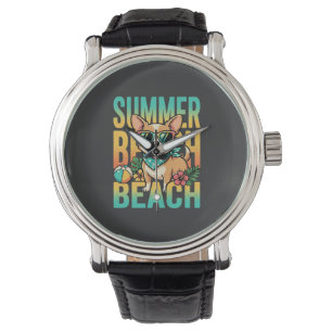 Summer Beach Dog Vacation Vector Watch