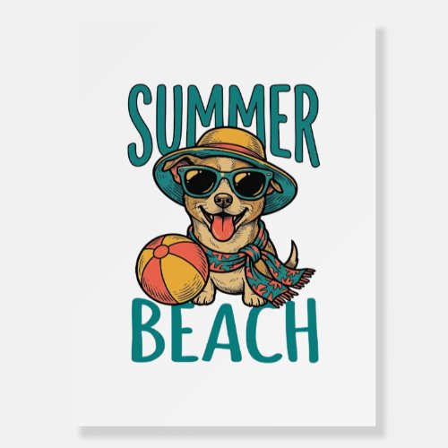 Summer Beach Dog Vintage Sunglasses Shirt Design_1 Foam Board