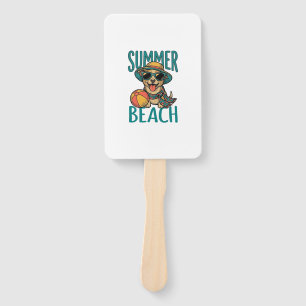 Summer Beach Dog Vintage Sunglasses Shirt Design_1 Hand Fan