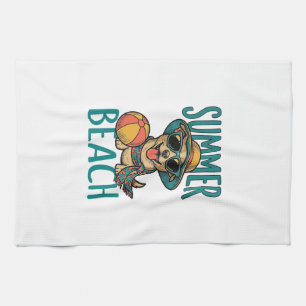Summer Beach Dog Vintage Sunglasses Shirt Design_1 Kitchen Towel