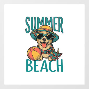 Summer Beach Dog Vintage Sunglasses Shirt Design_1 Window Cling