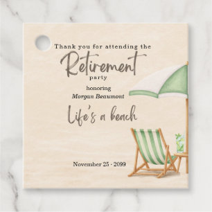 Summer Beach Elegant Green Chairs Retirement Party Favor Tags