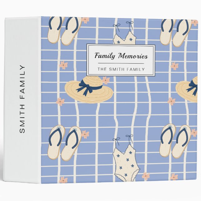 Summer Beach Essentials Pattern (1) 3 Ring Binder (Front/Spine)