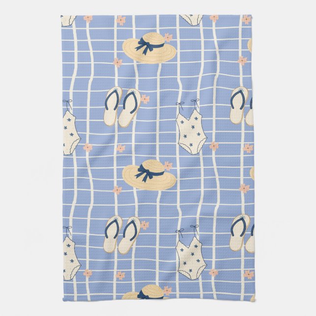 Summer Beach Essentials Pattern (1) Kitchen Towel (Vertical)