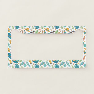 Summer Beach Essentials Pattern (1) License Plate Frame