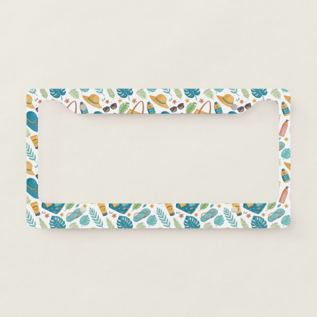 Summer Beach Essentials Pattern (1) License Plate Frame (Front)