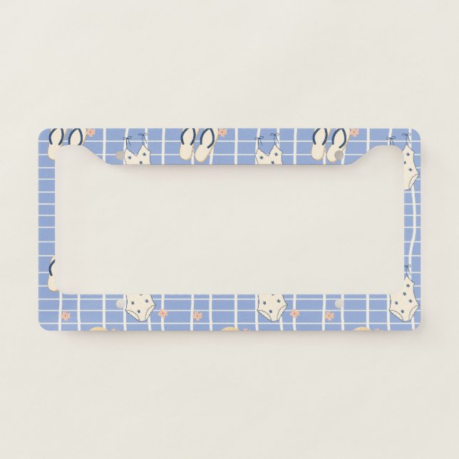 Summer Beach Essentials Pattern (1) License Plate Frame (Front)