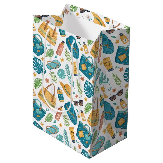 Summer Beach Essentials Pattern (1) Medium Gift Bag (Front Angled)