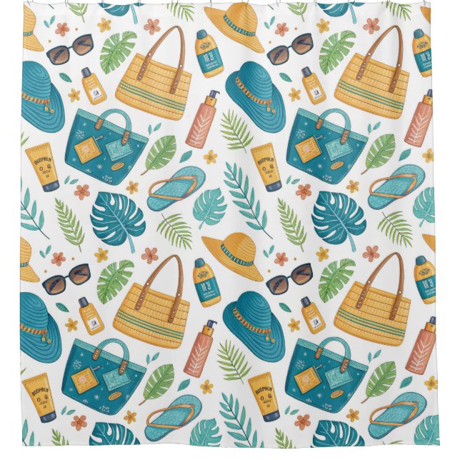 Summer Beach Essentials Pattern (1) Shower Curtain (Front)