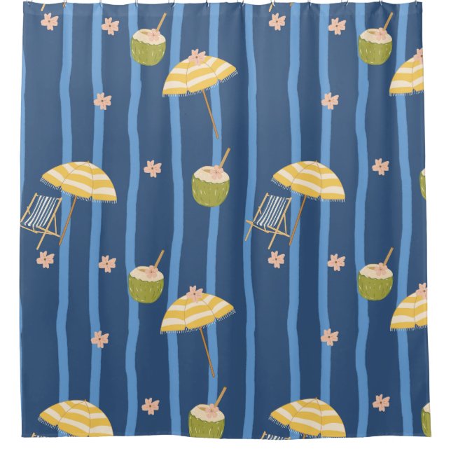 Summer Beach Essentials Pattern (2) Shower Curtain (Front)