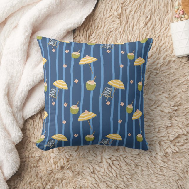 Summer Beach Essentials Pattern (2) Throw Pillow (Blanket)