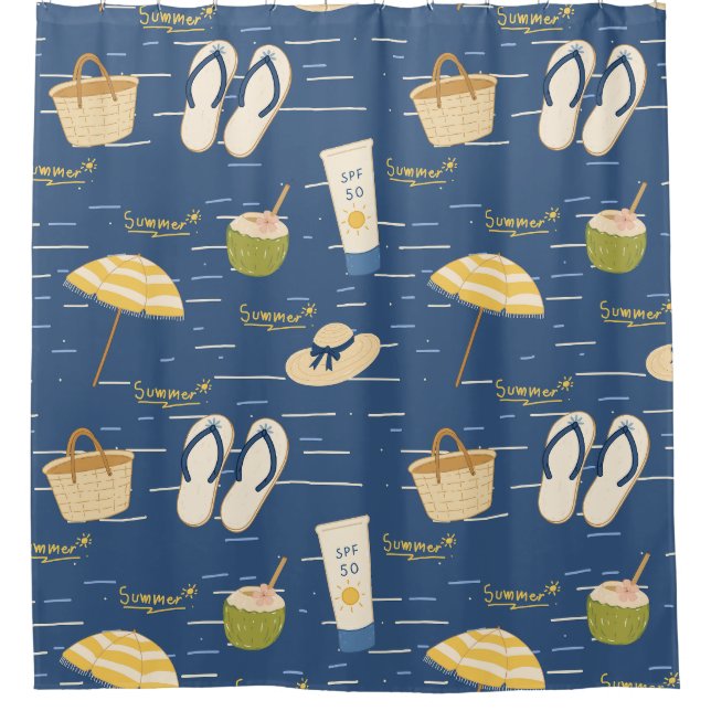 Summer Beach Essentials Pattern (3) Shower Curtain (Front)