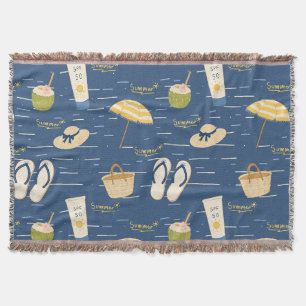Summer Beach Essentials Pattern (3) Throw Blanket