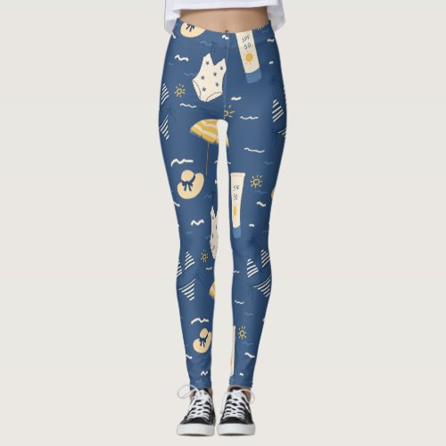Summer Beach Essentials Pattern (4) Leggings