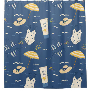 Summer Beach Essentials Pattern (4) Shower Curtain