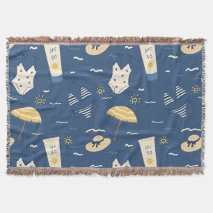 Summer Beach Essentials Pattern (4) Throw Blanket